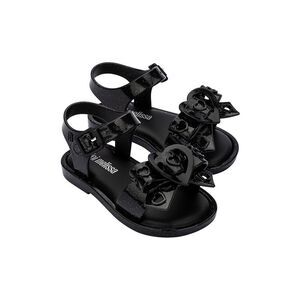 Mini Melissa Black Jelly Sandals with Bow Accents